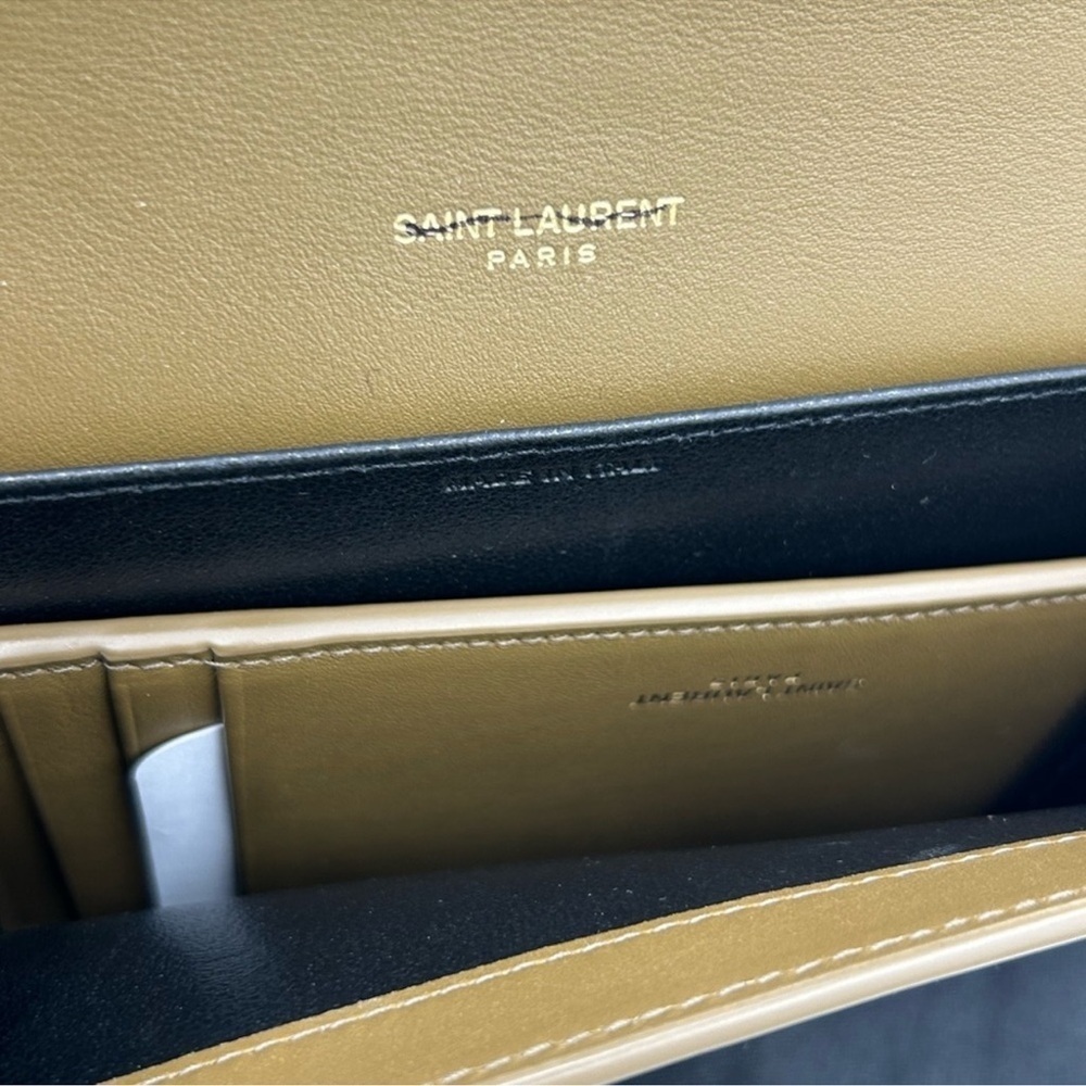 Saint Laurent YSL tan leather clutch/chain wallet made in Italy - Picture 7 of 11